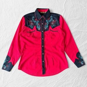 Wrangler western shirt red embroidered cowgirl